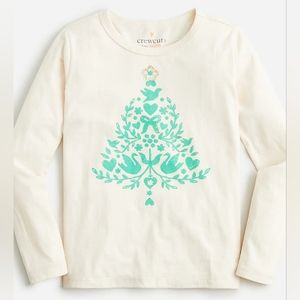 Crewcuts girls holiday long sleeves tshirt, small 6-7, off white